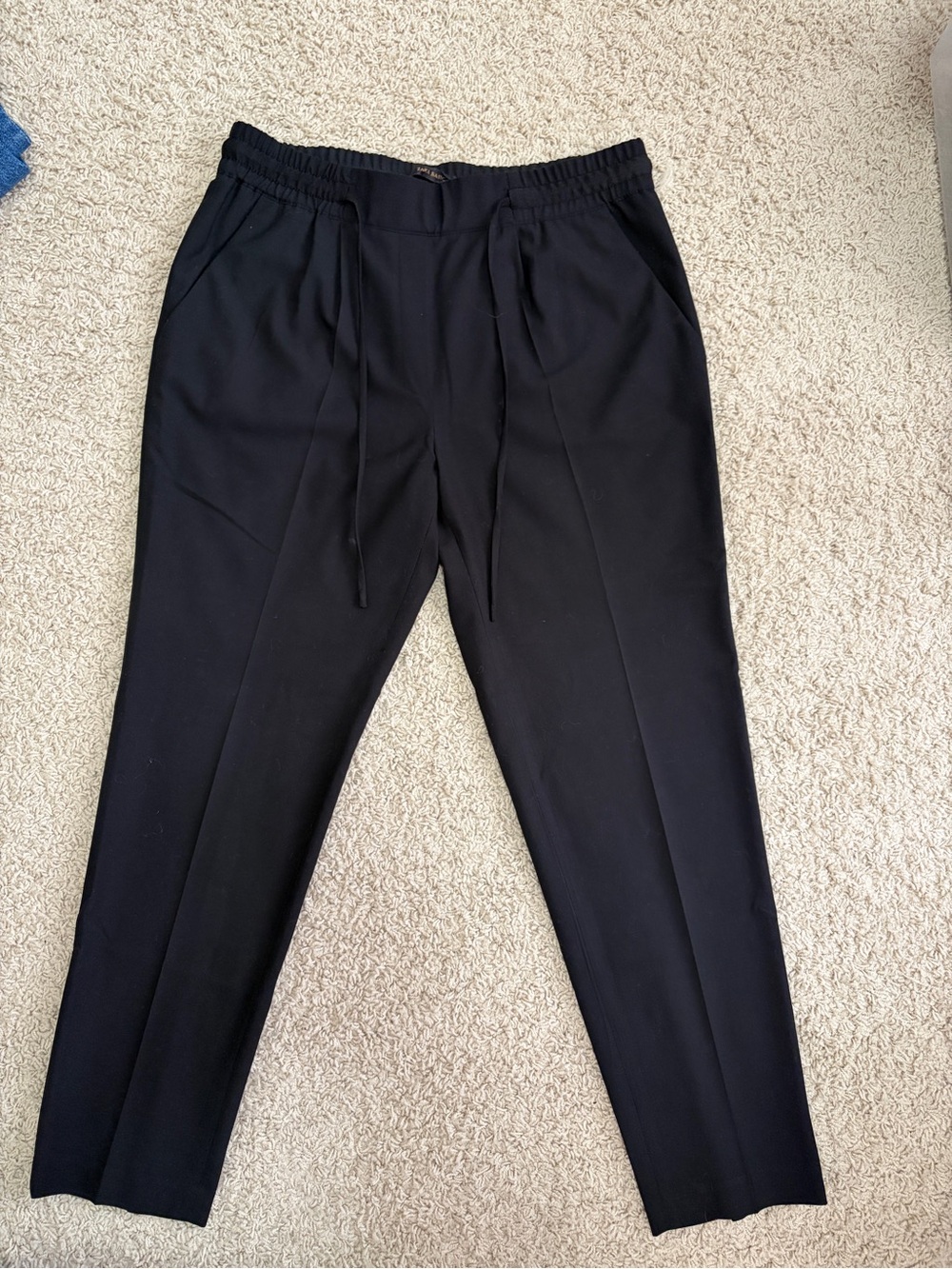 Zara Black Tailored Drawstring Trousers